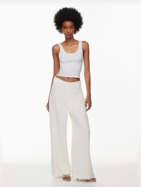 Aritzia Wilfred Evolution Pant Flat-front Wide-leg Crepe Birch Ivory Women's 6